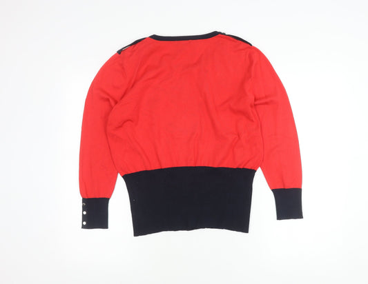 Womens UK Size 12 Marble Red Cardigan Jumper