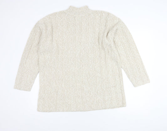 BHS Women's Ivory Cable-Knit High Neck Jumper 18-20