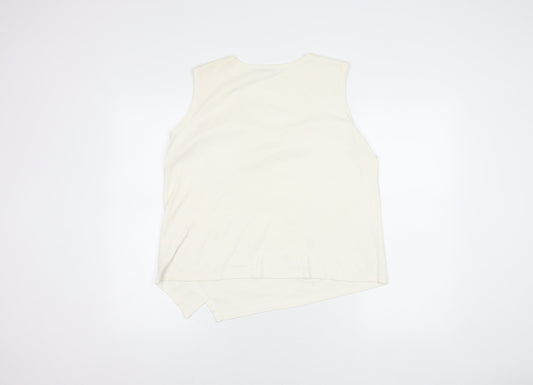 M&Co Women's Ivory Cotton Sleeveless Tank Top