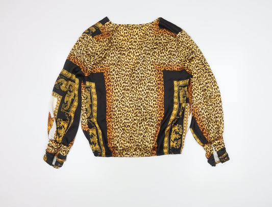 Boohoo Women's Multicoloured Animal Print Wrap Blouse, Size 12
