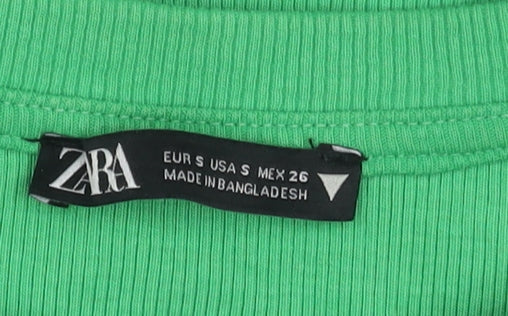 Womens UK Size 10 Zara Green Cropped Tank