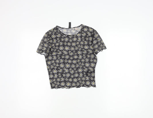 Womens UK Size 8 H&M Black Cropped T-Shirt