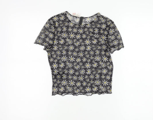 Womens UK Size 8 H&M Black Cropped T-Shirt