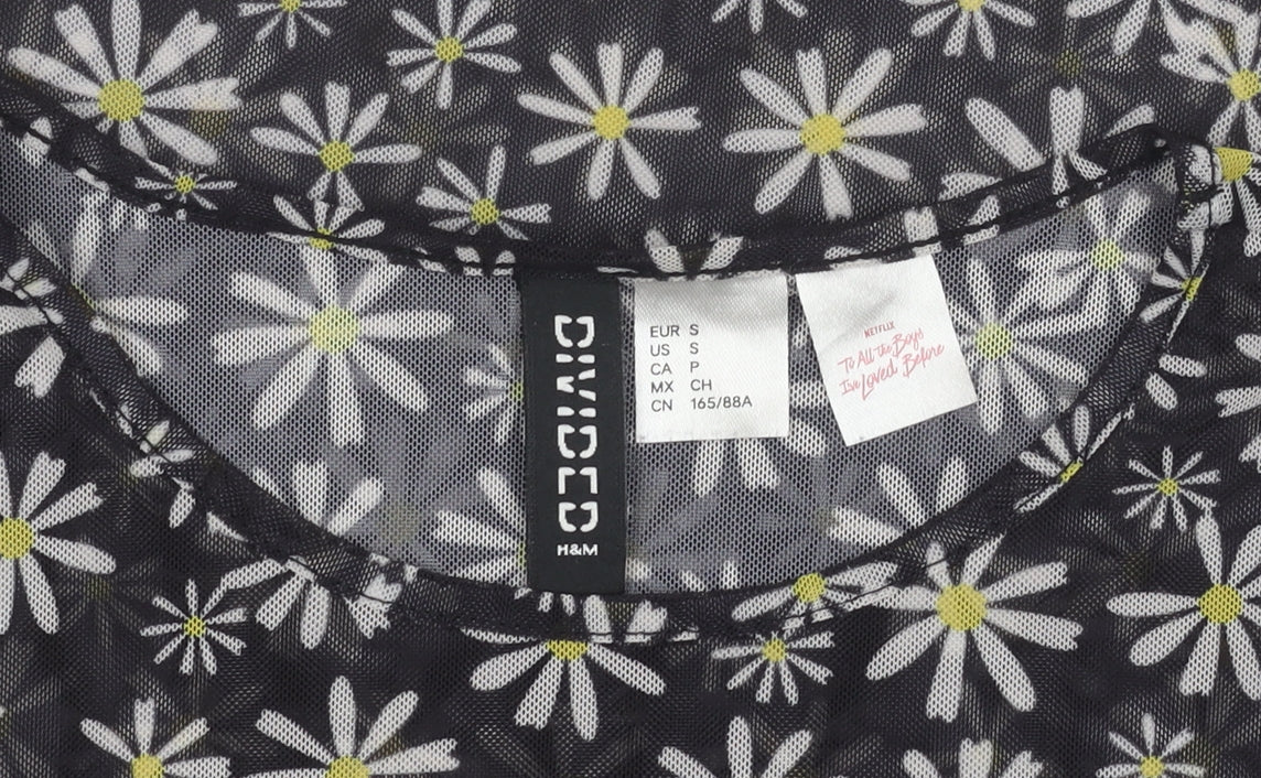 Womens UK Size 8 H&M Black Cropped T-Shirt