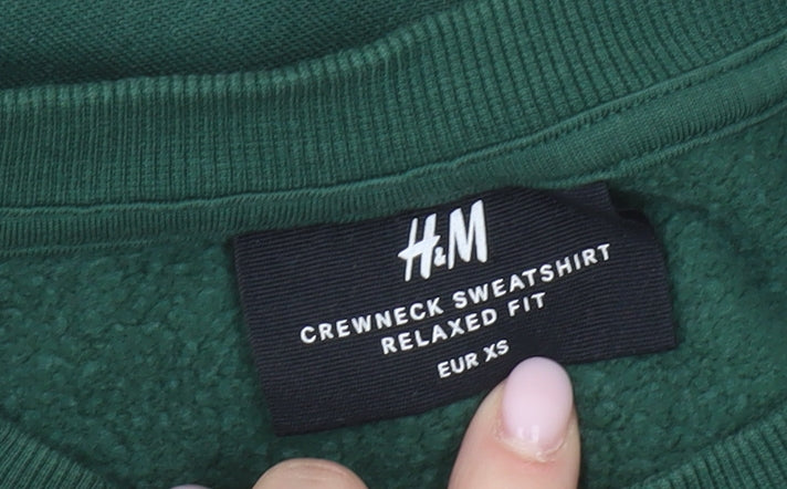 Mens UK Size XS H&M Green Pullover Sweatshirt