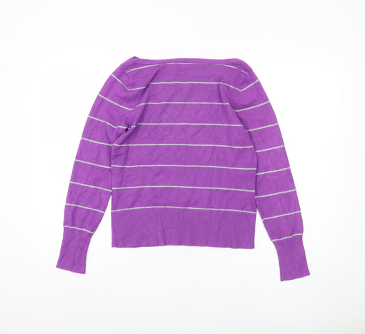 Linea Women's Purple Striped Pullover Jumper - M