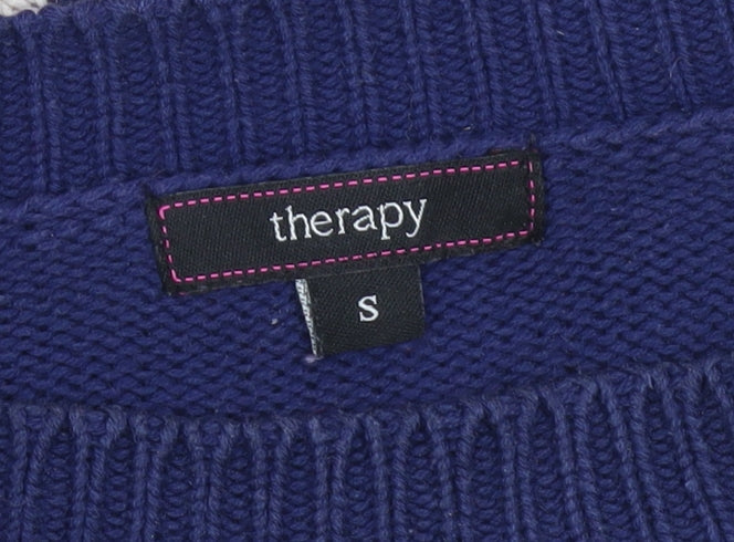 Womens UK Size S Therapy Blue Pullover Jumper