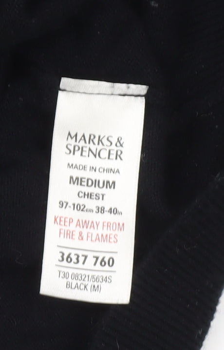 Marks and Spencer Men's Black Pullover Jumper, Medium