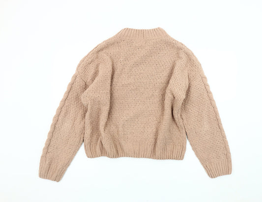 Primark Women's Beige Crew Neck Jumper Size L