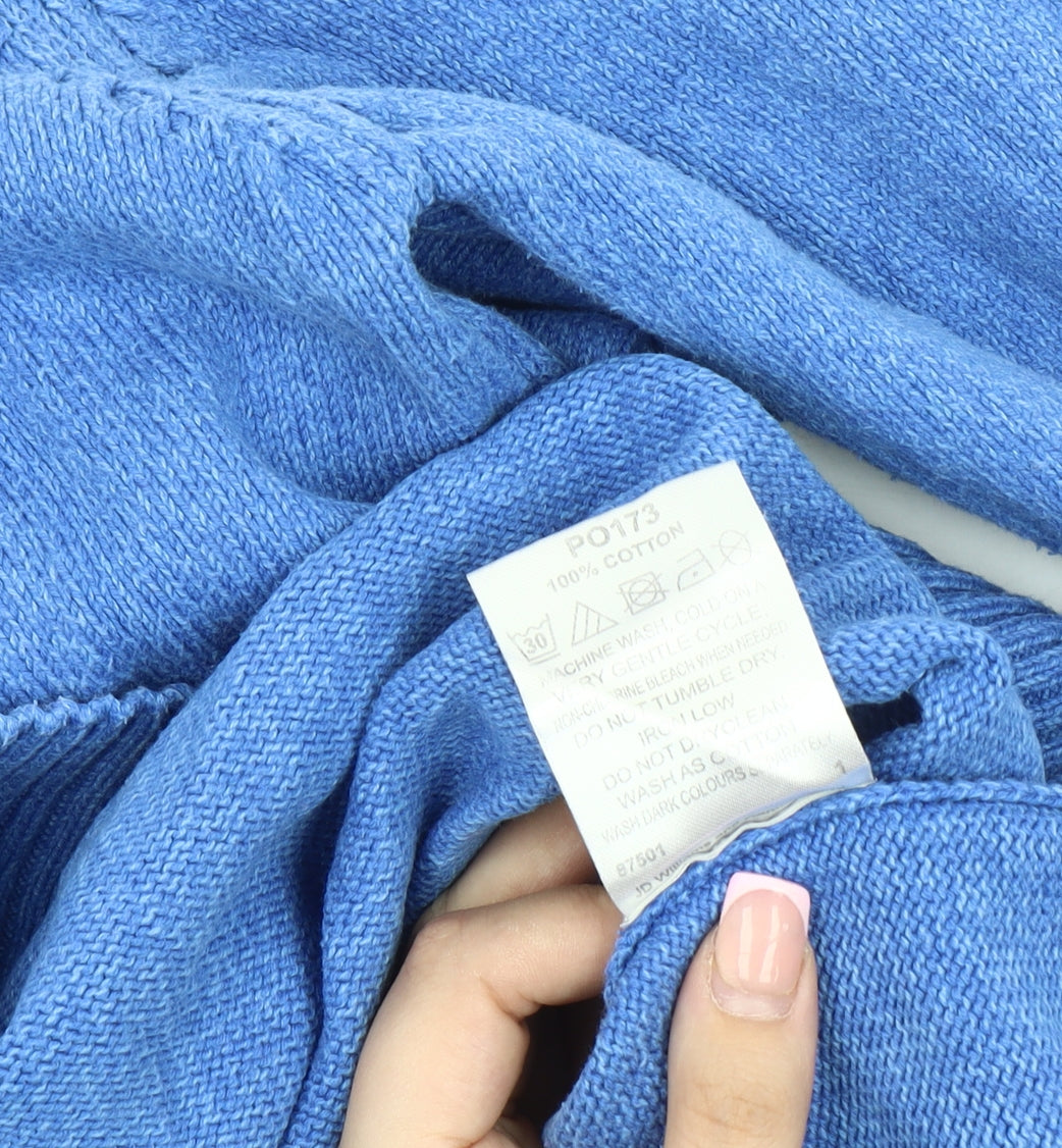 Capsule Men's Blue Cotton V-Neck Pullover Jumper L