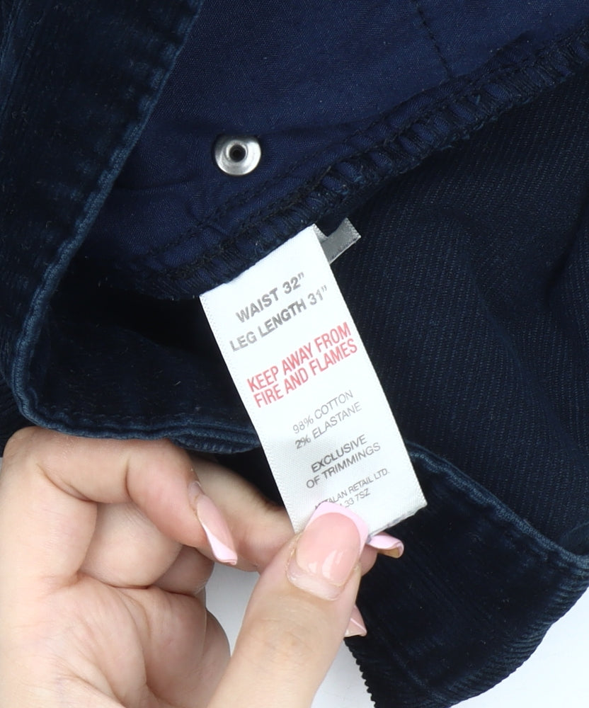 EASY Men's Black Corduroy Trousers 32 Regular Fit