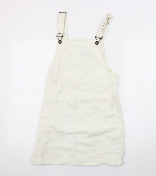 Additional front view of Denim Co. Women's Ivory Pinafore Dress, size 6