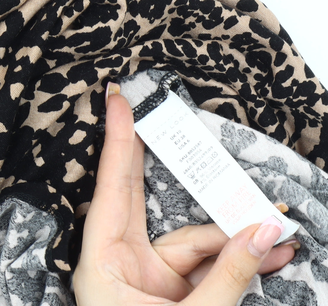 Brand and care label for New Look Women's Multicoloured Animal Print Wrap Dress