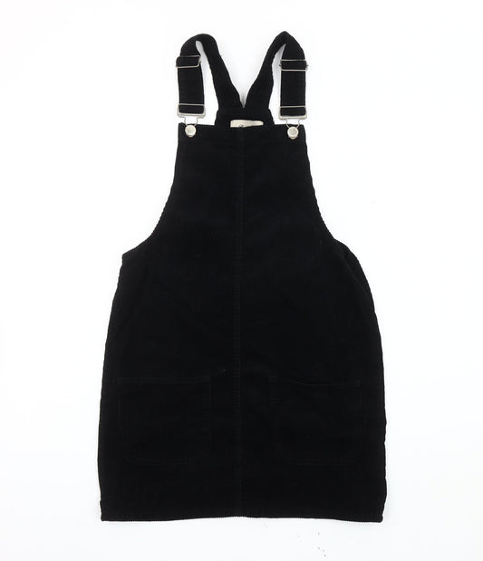 Additional front view of Denim Co. Women's Black Dungaree Dress, size 6