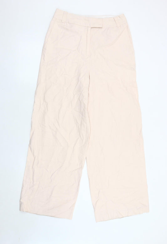 Additional front view of La Redoute Women's Beige Wide-Leg Trousers, size 10