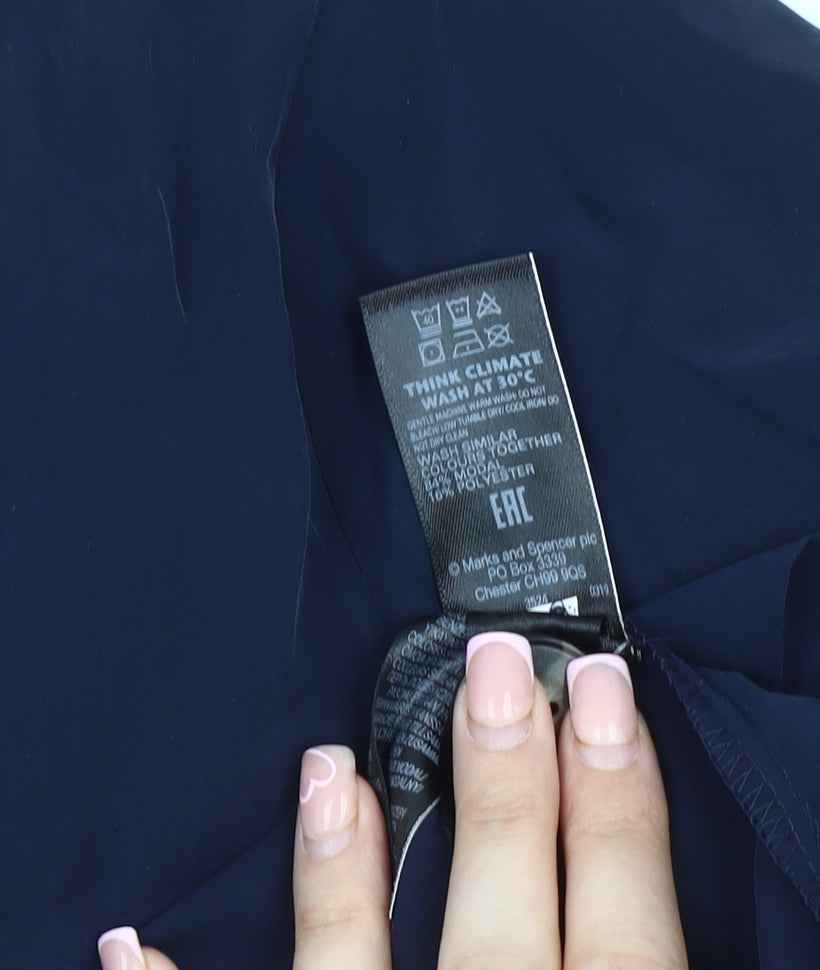 Womens UK Size 14 Marks and Spencer Blue Basic Blouse