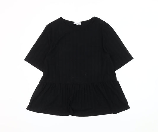 Womens UK Size 16 Papaya Black Basic Blouse
