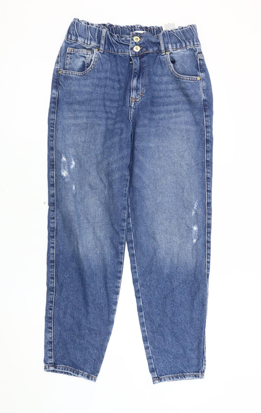 Additional front view of Only Women's Blue Mom Jeans, size 8, Relaxed Fit