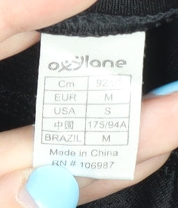 Brand and care label for Decathlon unisex black cycling t-shirt m
