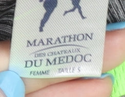 Brand and care label for Women's Green Grey Marathon T-Shirt, size S