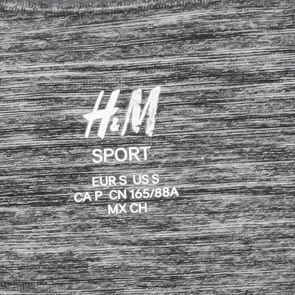 H&M Women's Grey T-Shirt S Basic Activewear