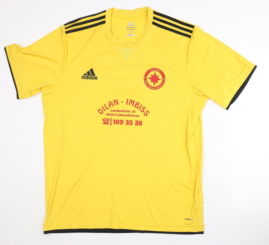 Mens UK Size XL adidas Yellow Football T-Shirt