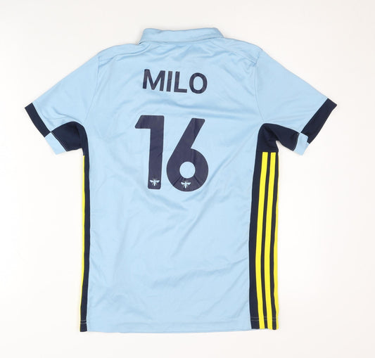 Back view of Adidas Children's German Blue Training Shirt, size 11-12, Years