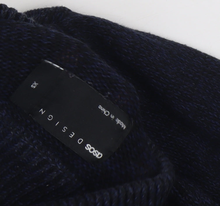 ASOS Design Black Wool Full Zip Men's Jumper XS