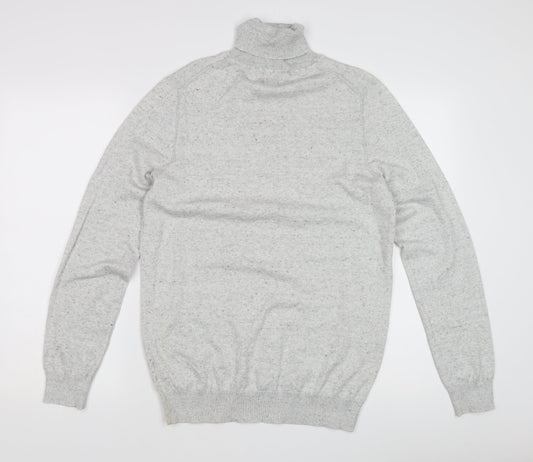 River Island Men's Grey Pullover Jumper, M, Roll Neck
