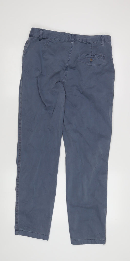 Mens UK Size 12 Marks and Spencer Regular Fit Chino Blue Trousers