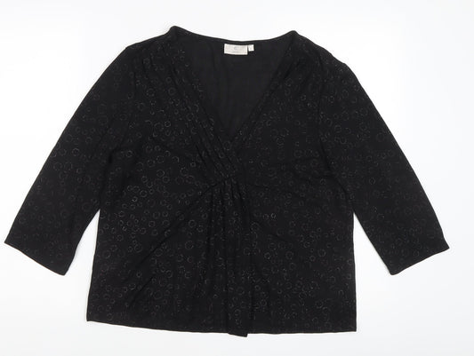 Womens UK Size XL CC Black Wrap Blouse