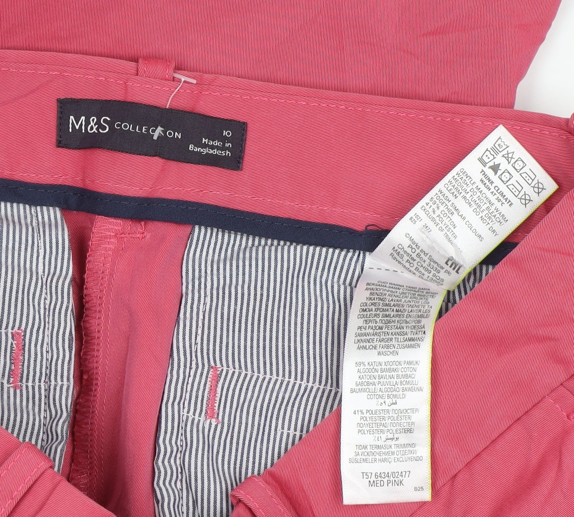 Womens UK Size 10 Marks and Spencer Regular Fit Chino Pink Trousers