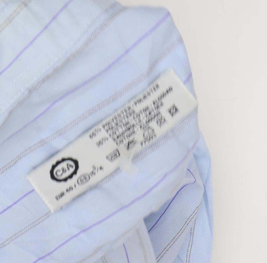 Mens UK Collar Size M C&A Smart Blue Dress Shirt