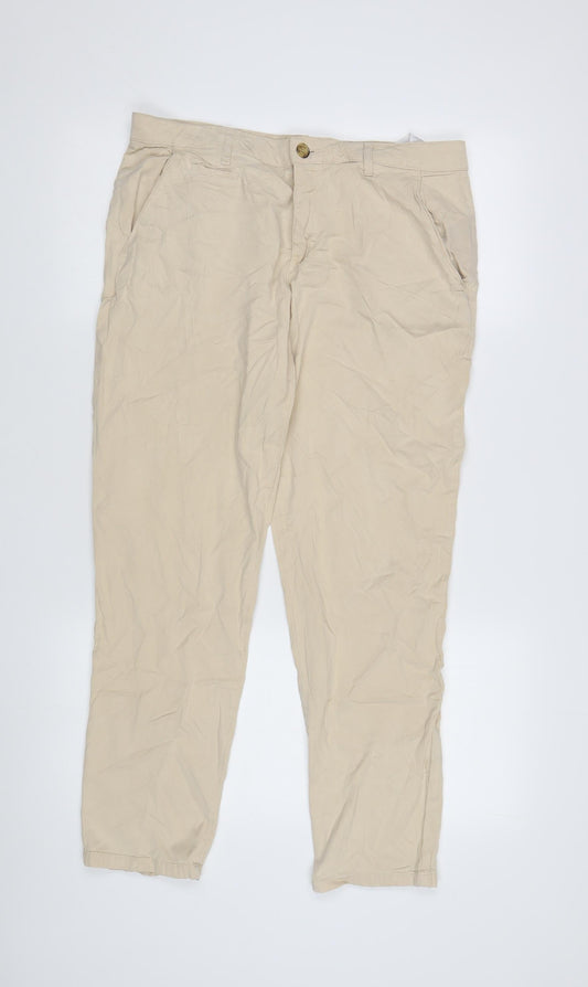 Zara Women Beige Chino Trousers, Size 12, Casual Style