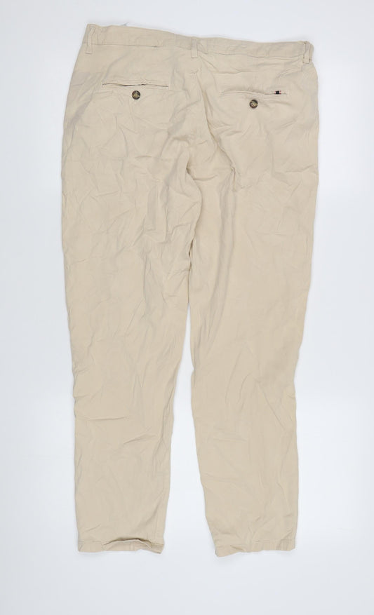 Zara Women Beige Chino Trousers, Size 12, Casual Style