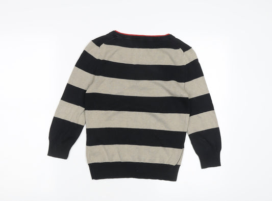 Hobbs Women's Black Beige Striped Pullover Jumper Size 8