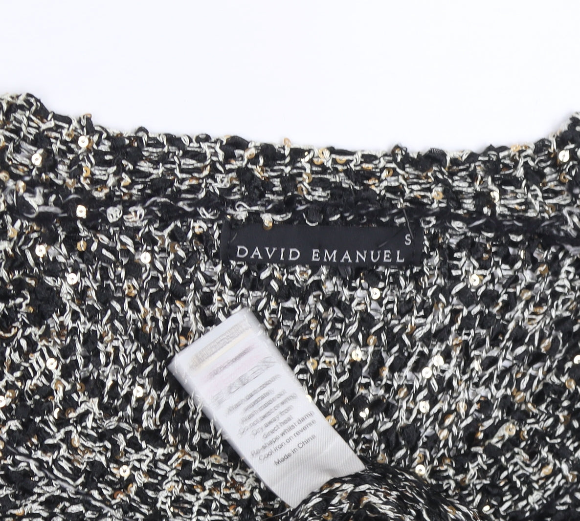 David Emanuel Women’s Black Sequined Pullover Jumper S