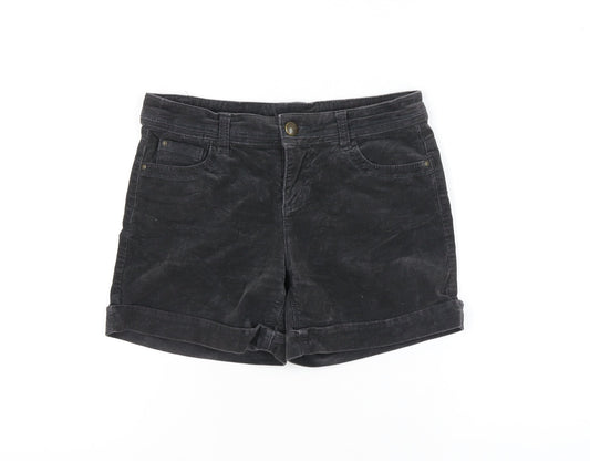 Additional front view of Yessica Women's Black Corduroy Shorts, size 8