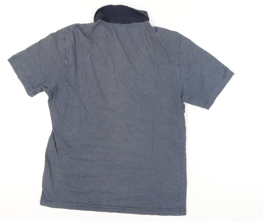 Original Penguin Men's Blue Striped Polo Shirt, Slim Fit, Size M