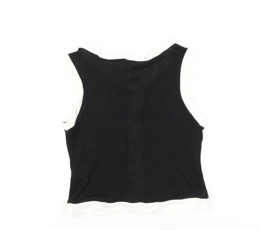 Womens UK Size M ASOS DESIGN Black Jersey Button-Up