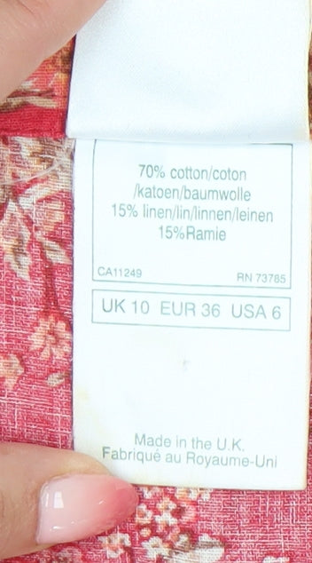 Laura Ashley Women's Red Floral Sleeveless Blouse Size 10