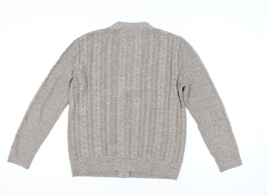 River Island Men's Beige Cable-Knit Cardigan Size M