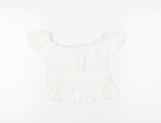 Womens UK Size 10 Miss Selfridge White Cropped Blouse