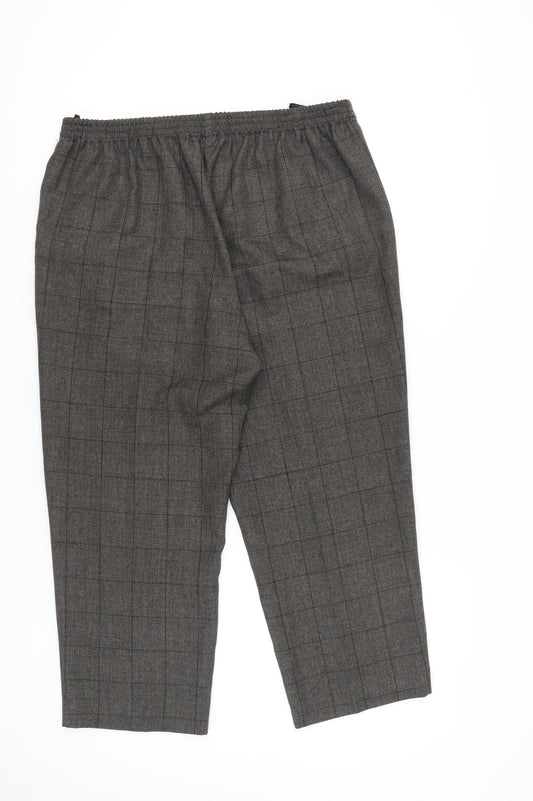 Bm Women's Grey Check Trousers, Size 18, Relaxed Fit