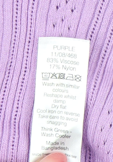 Womens UK Size 14 M&Co Purple Pullover Jumper
