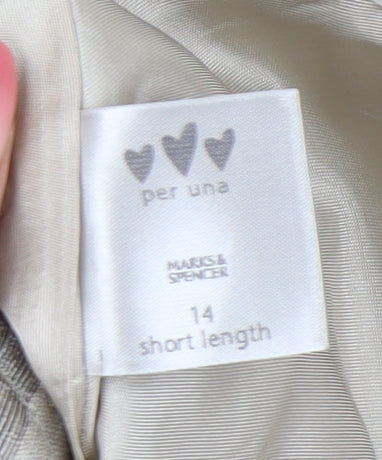 Marks and Spencer Women's Beige Striped Skirt, Size 14 Short