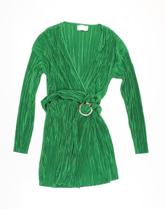 ASOS Womens Design Green Wrap Dress - - Long Sleeve Size 12