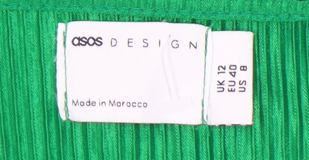 ASOS Design Green Wrap Dress - Size 12 - Long Sleeve