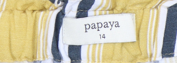 Papaya Women's Yellow Striped Paperbag Shorts Size 14