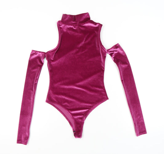 PrettyLittleThing Women's Pink Velvet Bodysuit Size 6